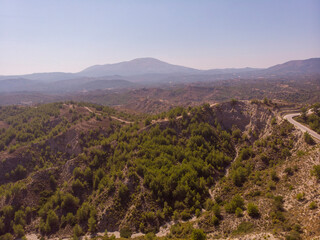 Aerial view of the mountains in Greece
