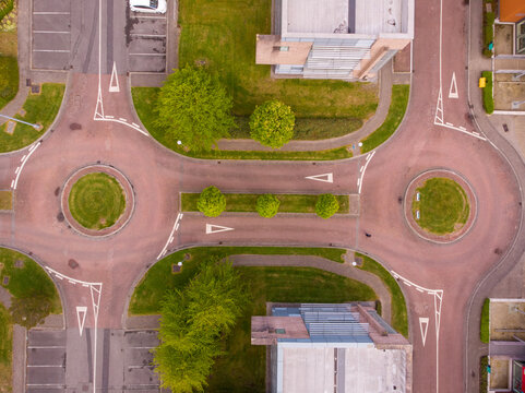 Aerial View Of Roundabouts And Building