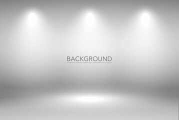 Product Showscase Spotlight Background - White Clear Photographer Studio in Round Cylindrical Platform - Light Scene for Modern Clean Minimalist Design, Wide-screen in High Resolution