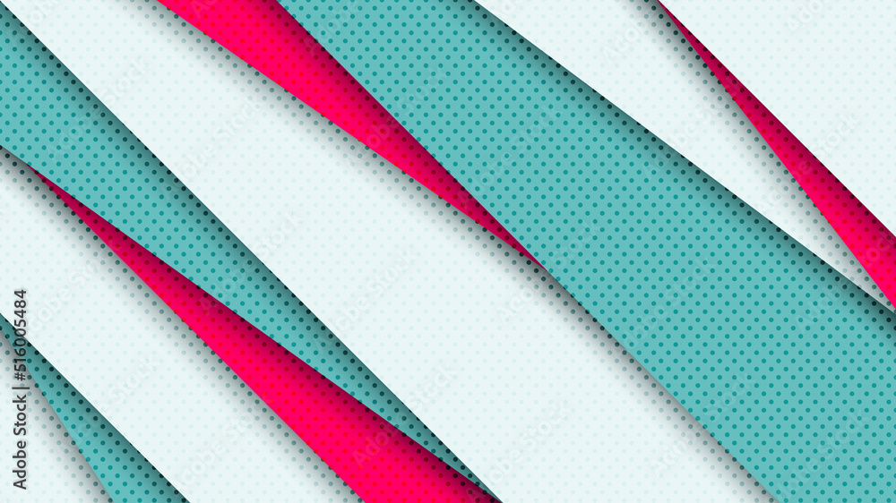 Aufkleber abstract background blue, white and red diagonal stripes with polka dots pattern paper art style