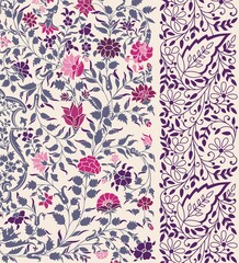 wedding card design, traditional paisley floral pattern , royal India	