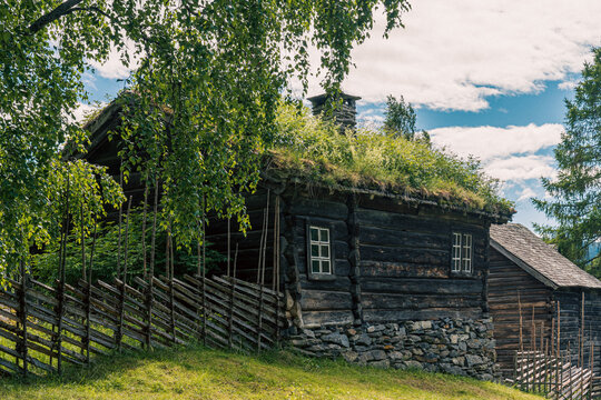 Farmhouse of Valdresmusea Folk Museum, Fagernes, Oppland, Norway.