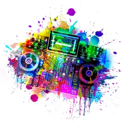 Foto auf Leinwand colorful music background with Controller, top view © reznik_val