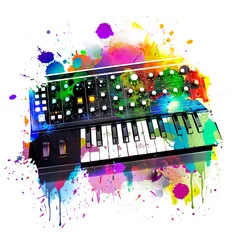 Foto auf Leinwand colorful music background with synthesizer, top view © reznik_val