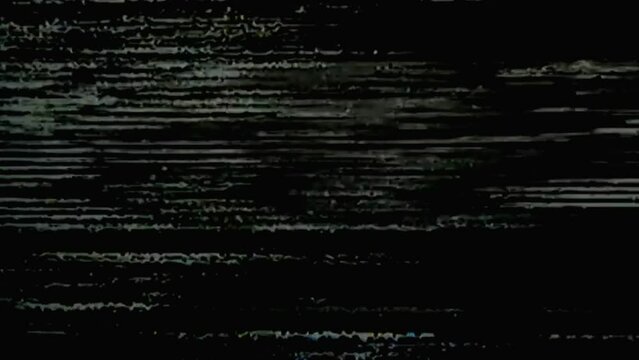 Retro glitch. Analog noise texture. VHS damage transition overlay. Black white fuzzy flicker grain stripe static artifacts rough abstract background.