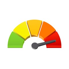 Color intensity measuring device with arrow and scale. 3D vector icon isolated on white background
