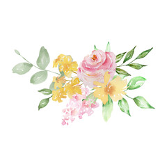 Watercolor bouquet of delicate roses