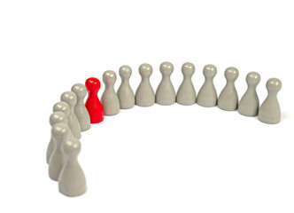 Individuum in einer Menschenreihe, symbolische Darstellung