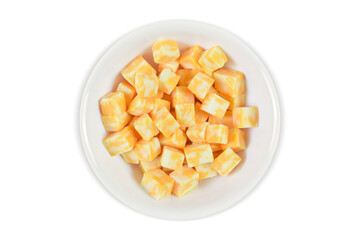 Bowl Of Cheese on White Background with Clipping Path