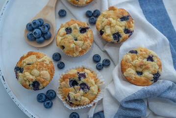 sweet home made blueberry muffins with streusel