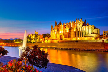 The Cathedral La Seu at Sunset in Palma de Mallorca © radekcho