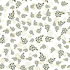 Seamless vector pattern with olives and olive leaves on a white background. Illustration for the label of olive oil, canned olives, olive product packaging. Vegetable texture