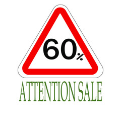 Sign indicating percentage discount, attention saleапм