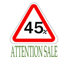 Sign indicating percentage discount, attention saleапм