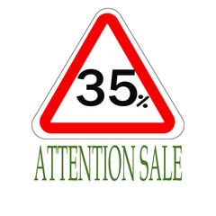 Sign indicating percentage discount, attention saleапм