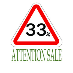 Sign indicating percentage discount, attention saleапм