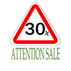 Sign indicating percentage discount, attention saleапм