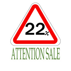 Sign indicating percentage discount, attention saleапм