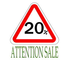 Sign indicating percentage discount, attention saleапм