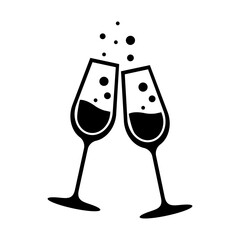 Two glasses of champagne and bubbles.