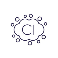 Chlorine gas line icon, vector