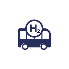 hydrogen bus icon on white, clean transport vector