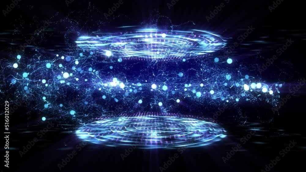 Wall mural abstract scientific fantasy background light energy waves forms circling and fluctuation shiny parti