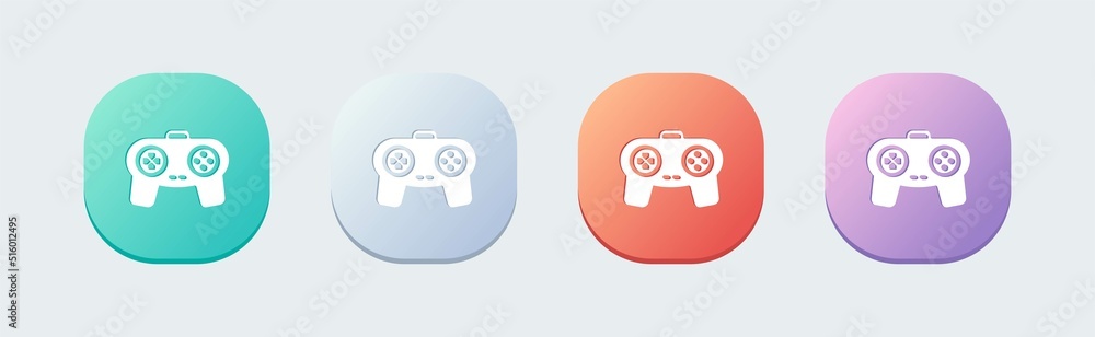 Poster joystick solid icon in flat design style. game console sign vector illustration.