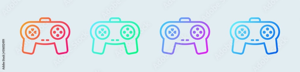 Poster joystick line icon in gradient colors. game console sign vector illustration.