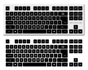 Computer keyboard in simple flat vector, electric device.