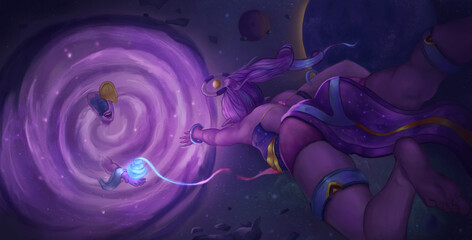 A girl jumps into a wormhole in pursuit of a dream