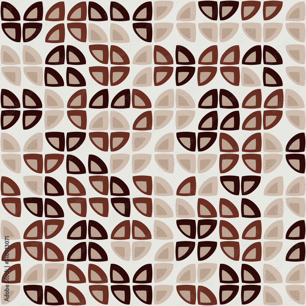 Aufkleber the quarters of the circle are brown, milk background. a pattern of simple shapes is a minimal desig