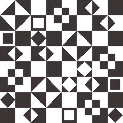 Abstract black and white vector illustration. Geometric figures in the form of a chessboard. Seamless chess and abstract pattern. The vector pattern is checkered and stylish for interior and design.