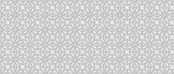 White and gray star floral ornament with embossed texture as a modern wall interior decoration