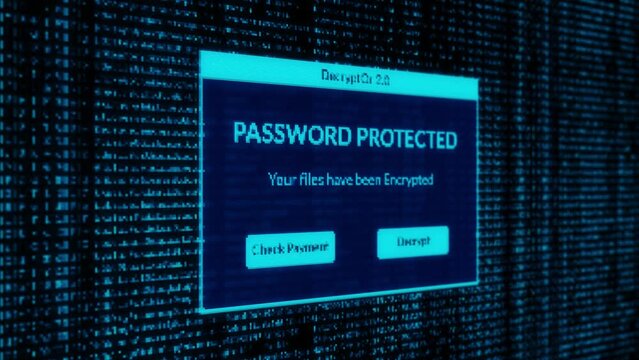 Password Protected Notification and check payment for decrypt system files concept with binary code background
