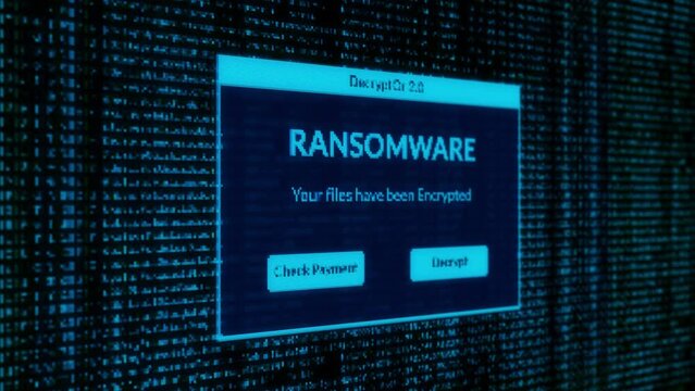 Ransomware warning and check payment for decrypt system files concept with binary code background