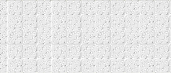 Silver white floral ornament embossed texture as a modern wall panel interior decoration