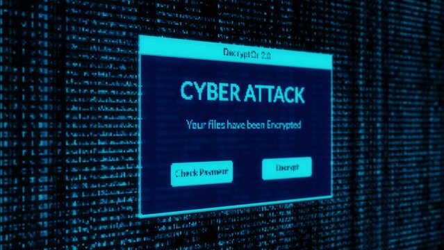 cyber attack and check payment  for decrypt system files concept with binary code background