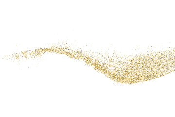 Fototapeta na wymiar Gold Glitter Texture Isolated On White. Goldish Color Sequins. Golden Explosion Of Confetti. Design Element. Celebratory Background. Vector Illustration, Eps 10.