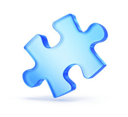 Obraz premium Blue puzzle piece isolated on white - 3d rendering