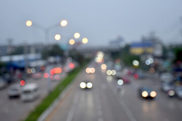 Defocused blurred bokeh light on the road