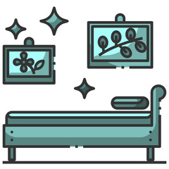 Simple bed filled line icon