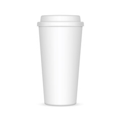 Tall Coffee Cup Mockup, Isolated on White Background. Vector Illustration