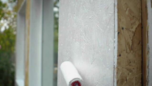 Wall paint roller in house repair