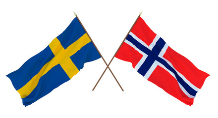 Background for designers, illustrators. National Independence Day. Flags Sweden and Bouvet island