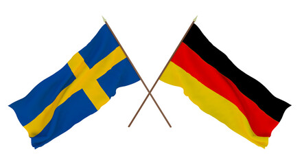 Background for designers, illustrators. National Independence Day. Flags Sweden and Germany