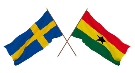 Background for designers, illustrators. National Independence Day. Flags Sweden and Ghana