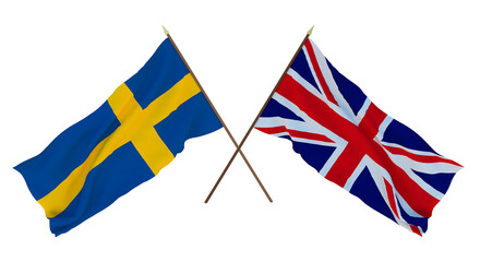 Background for designers, illustrators. National Independence Day. Flags Sweden and Great Britain