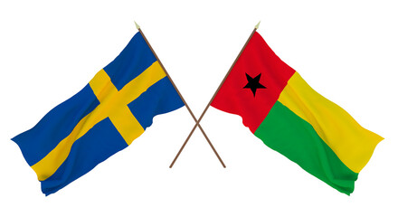 Background for designers, illustrators. National Independence Day. Flags Sweden and Guinea-Bissau