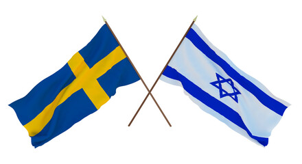 Background for designers, illustrators. National Independence Day. Flags Sweden and Israel